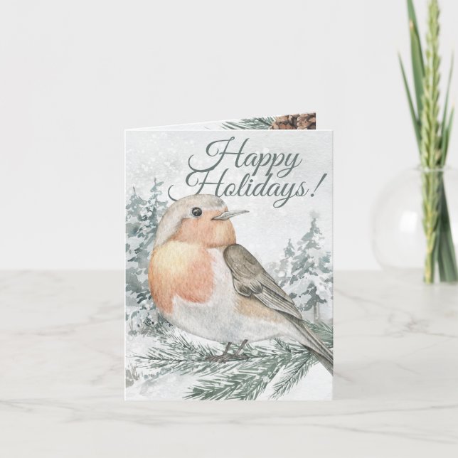 Sitting Bird Winter Card (Front)