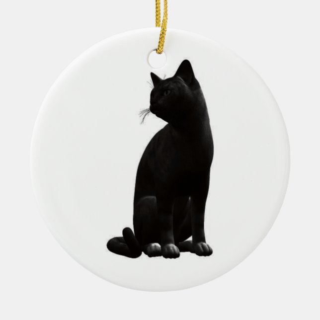 Sitting Black Cat Ornament (Front)