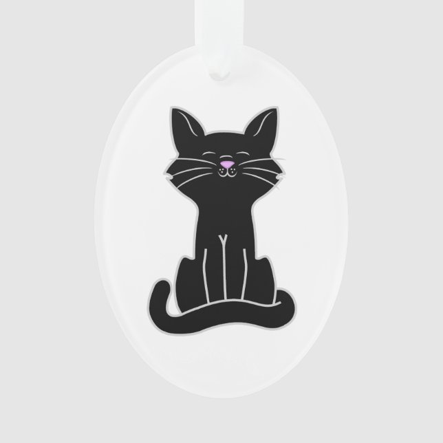 Sitting Black Cat Ornament (Front)