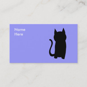 Sitting Black Cat Silhouette. Business Card