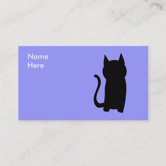 Sitting Black Cat Silhouette. Business Card (Front)