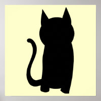 Sitting Black Cat Silhouette.