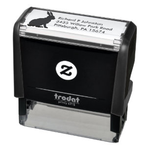 Sitting Black Rabbit Side Profile Tall Ears Self-inking Stamp
