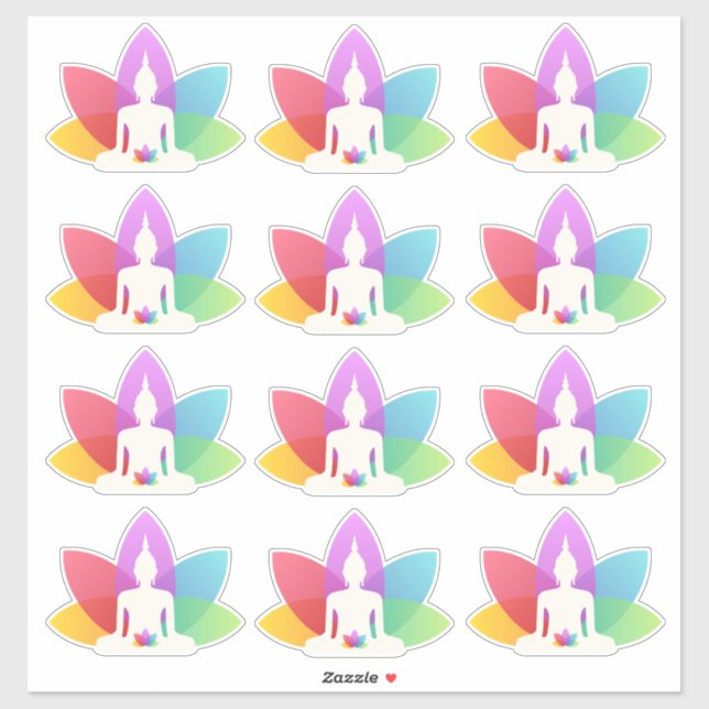 Sitting Buddha and Colourful Lotus Petals (Sheet)