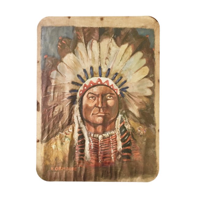 Sitting Bull Indian Chief Magnet (Vertical)