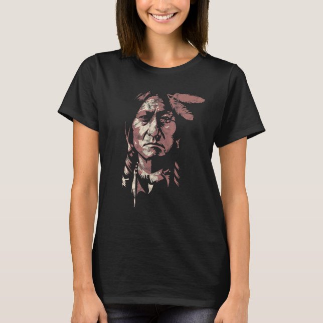 sitting bull native american chief indian warrior  T-Shirt (Front)