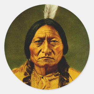 Sitting Bull Native American Indian Chief Classic Round Sticker
