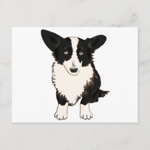 Sitting Cardigan Welsh Corgi Illustration Postcard