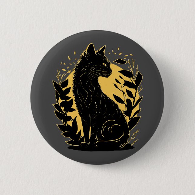 Sitting Cat 6 Cm Round Badge (Front)