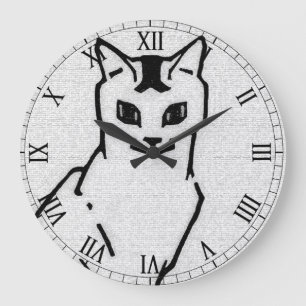 Sitting cat by Julie de Graag Large Clock