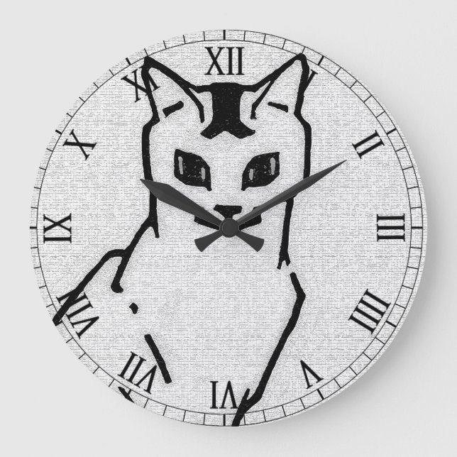 Sitting cat  by Julie de Graag Large Clock (Front)