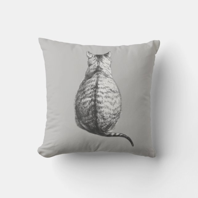 Sitting Cat Drawing Cushion (Front)