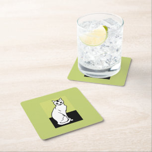 Sitting Cat Julie de Graag Art Nouveau Square Paper Coaster