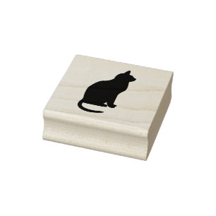 Sitting Cat Rubber Art Stamp