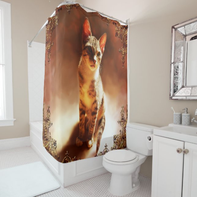 Sitting Cat Shower Curtain (In Situ)
