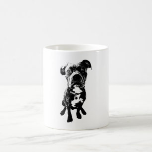Sitting Dog Mug – Minimalist Black Ink Portrait