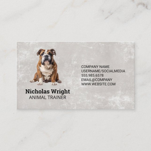 Sitting Dog | Trainer Groomer Services Business Card (Front)