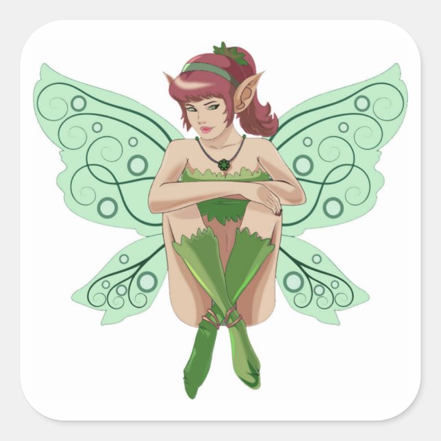 SITTING FAIRY SQUARE STICKER (Front)