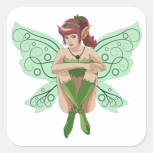 SITTING FAIRY SQUARE STICKER