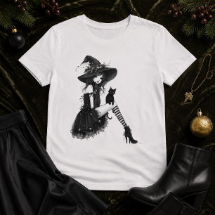 Sitting Gothic Witch – Witchcore Dark Elegance T-Shirt