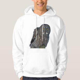 Sitting Great Grey Owl Raptor Wildlife Photo Hoodie