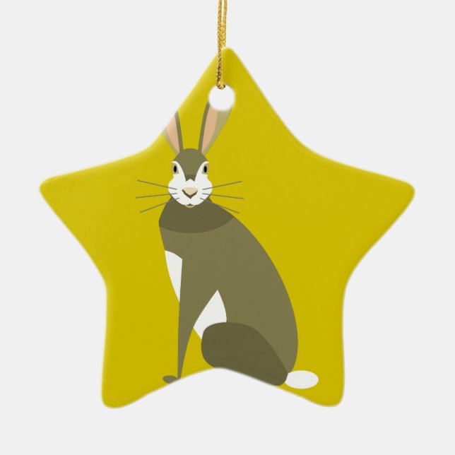 Sitting Hare Ceramic Tree Decoration (Front)