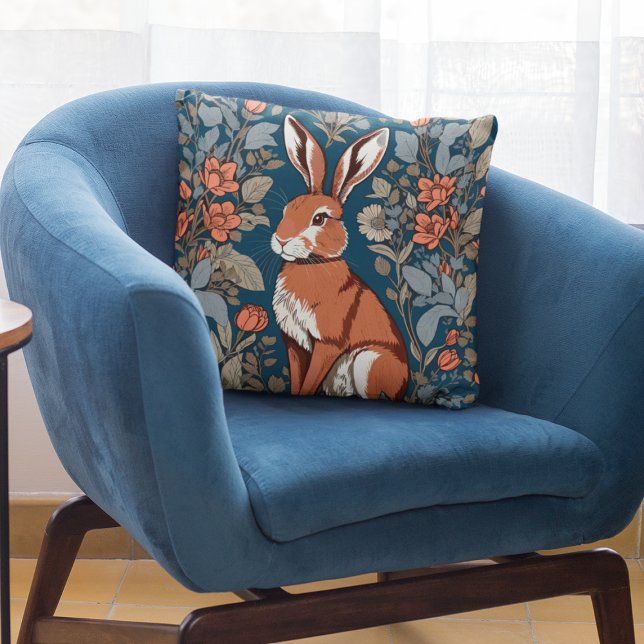 Sitting Hare William Morris Inspired Floral Cushion (Creator Uploaded)