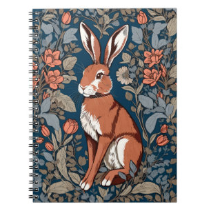 Sitting Hare William Morris Inspired Floral Notebook