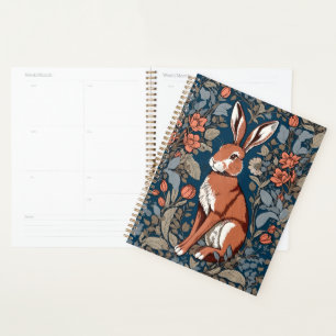 Sitting Hare William Morris Inspired Floral Planner