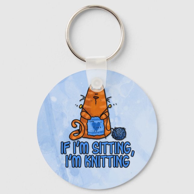 sitting knitting key ring (Front)