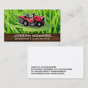 Sitting Lawn Mower Grass Business Card