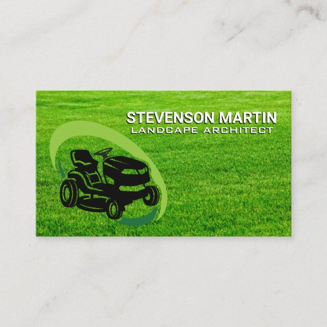 Sitting Lawnmower | Grass | Gardener Business Card (Front)
