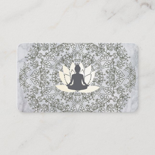 Sitting Lotus Mandala and Marble Business Card (Front)