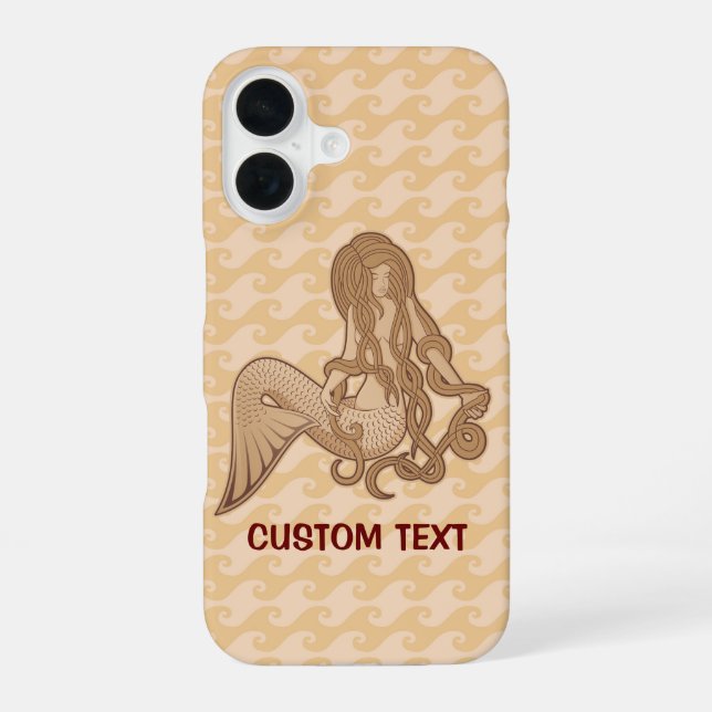 Sitting Mermaid Beige iPhone 16 Case (Back)