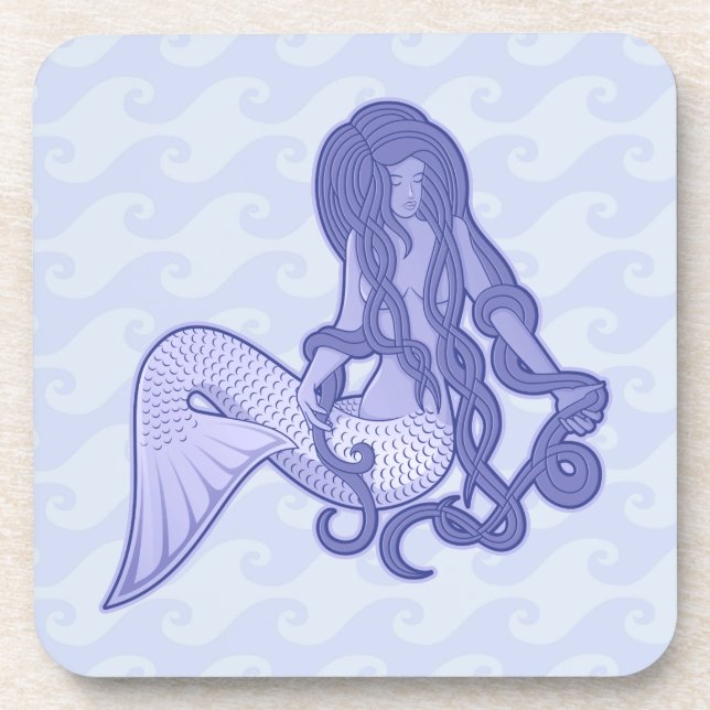 Sitting Mermaid Blue Coaster (Front)