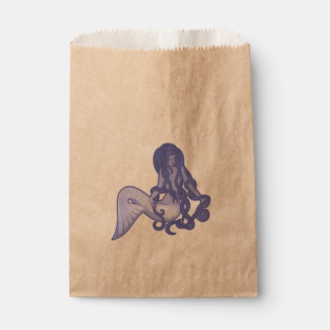 Sitting Mermaid Blue Favour Bags (Front)