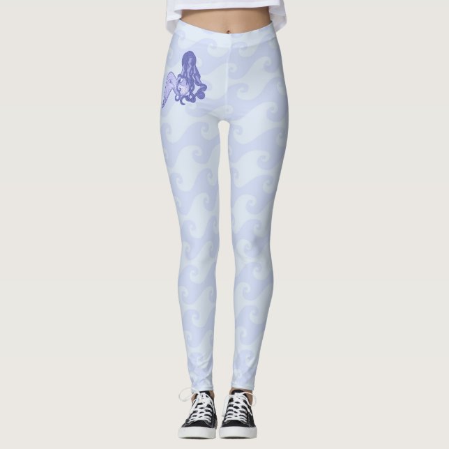 Sitting Mermaid Blue Leggings (Front)