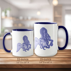Sitting Mermaid Blue Mug