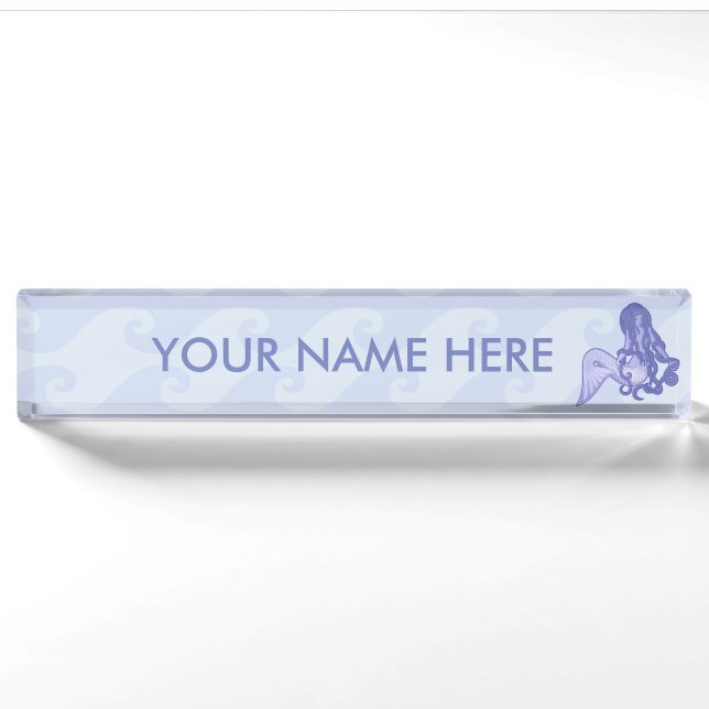 Sitting Mermaid Blue Nameplate (Front)