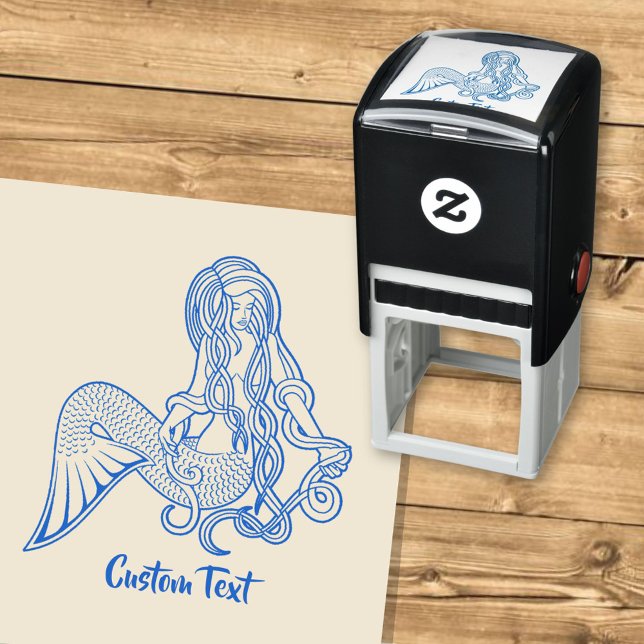 Sitting Mermaid Blue Self-inking Stamp (Creator Uploaded)