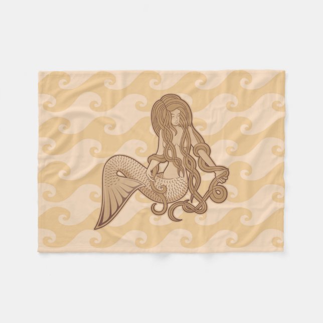 Sitting Mermaid Fleece Blanket (Front (Horizontal))