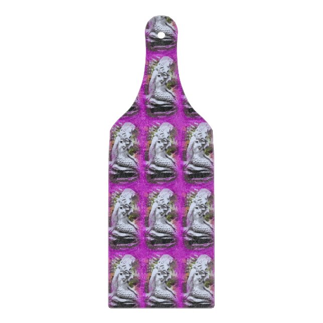 sitting mermaids purple glass cutting board (Front)