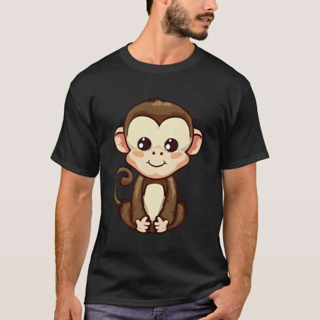 Sitting Monkey Primate T-Shirt (Front)