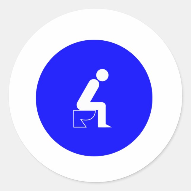 Sitting on Toilet Classic Round Sticker (Front)