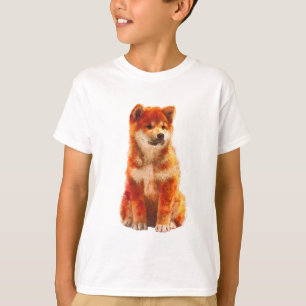 Sitting Orange Shiba Inu Puppy Kids T-Shirt
