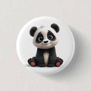 Sitting Panda Bear Cartoon Illustration Artwork 3 Cm Round Badge