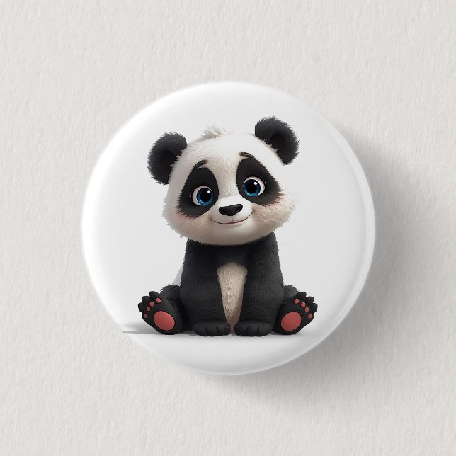Sitting Panda Bear Cartoon Illustration Artwork 3 Cm Round Badge (Front)