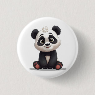 Sitting Panda Bear Cartoon Illustration Artwork 3 Cm Round Badge