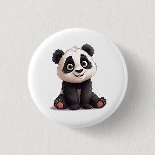 Sitting Panda Bear Cartoon Illustration Artwork 3 Cm Round Badge