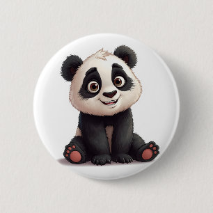 Sitting Panda Bear Cartoon Illustration Artwork 6 Cm Round Badge
